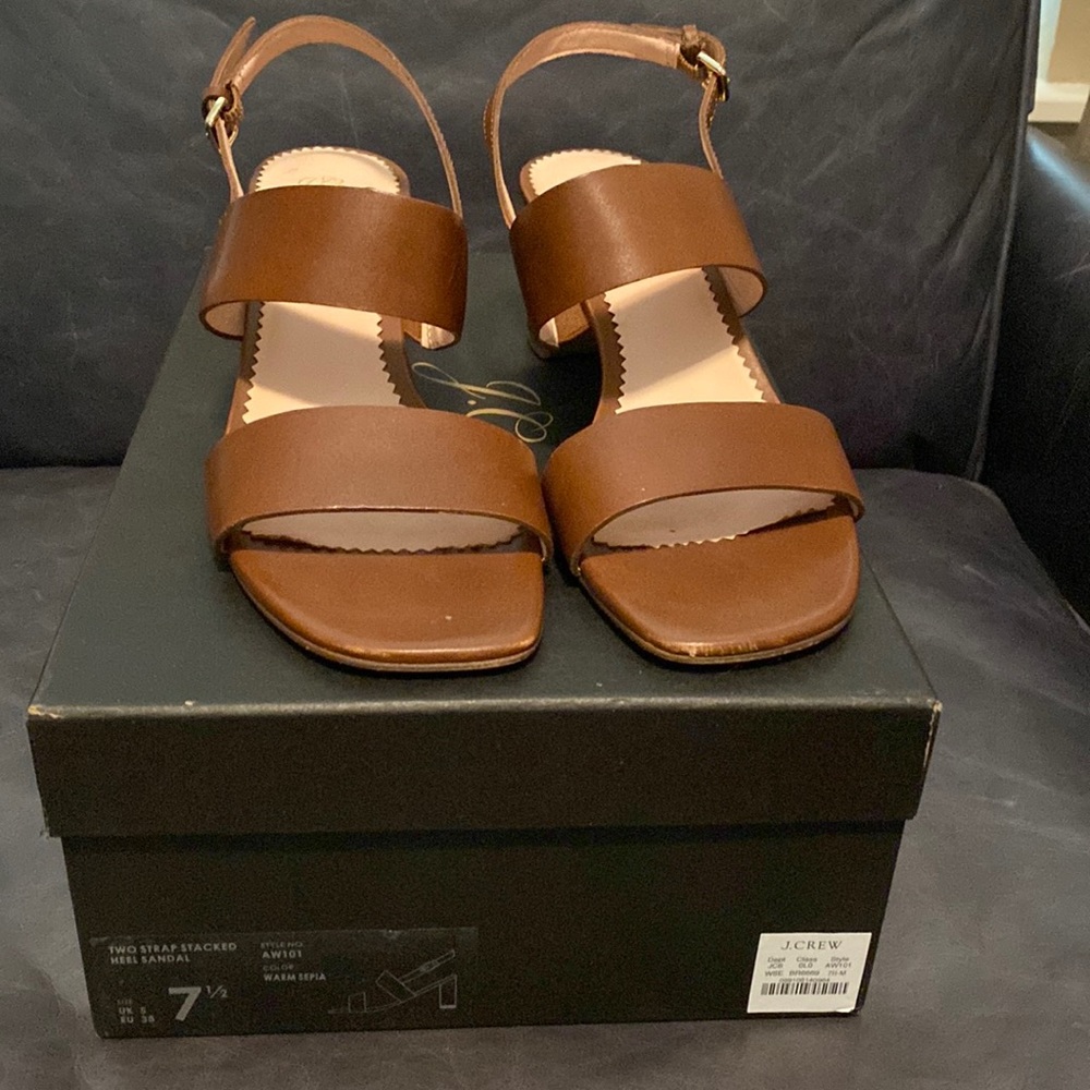 JCrew 2 strapped stacked heel
